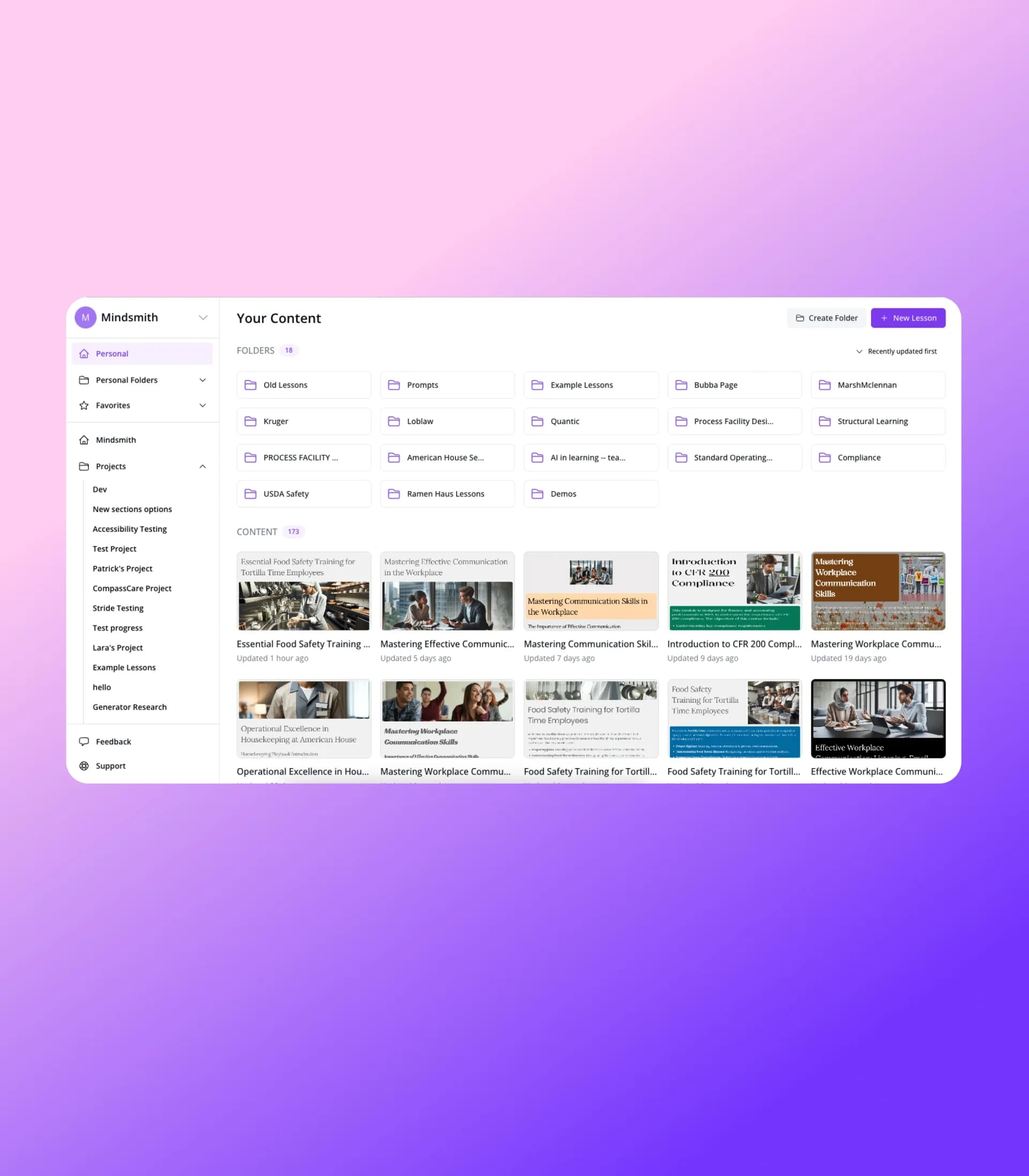 Mindsmithv3 homepage screenshot — Platform for building and sharing eLearning content