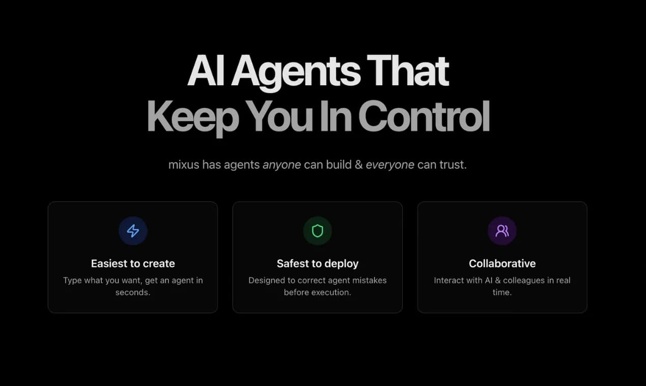 Mixusv1.1 homepage screenshot — AI Agents Built For You
