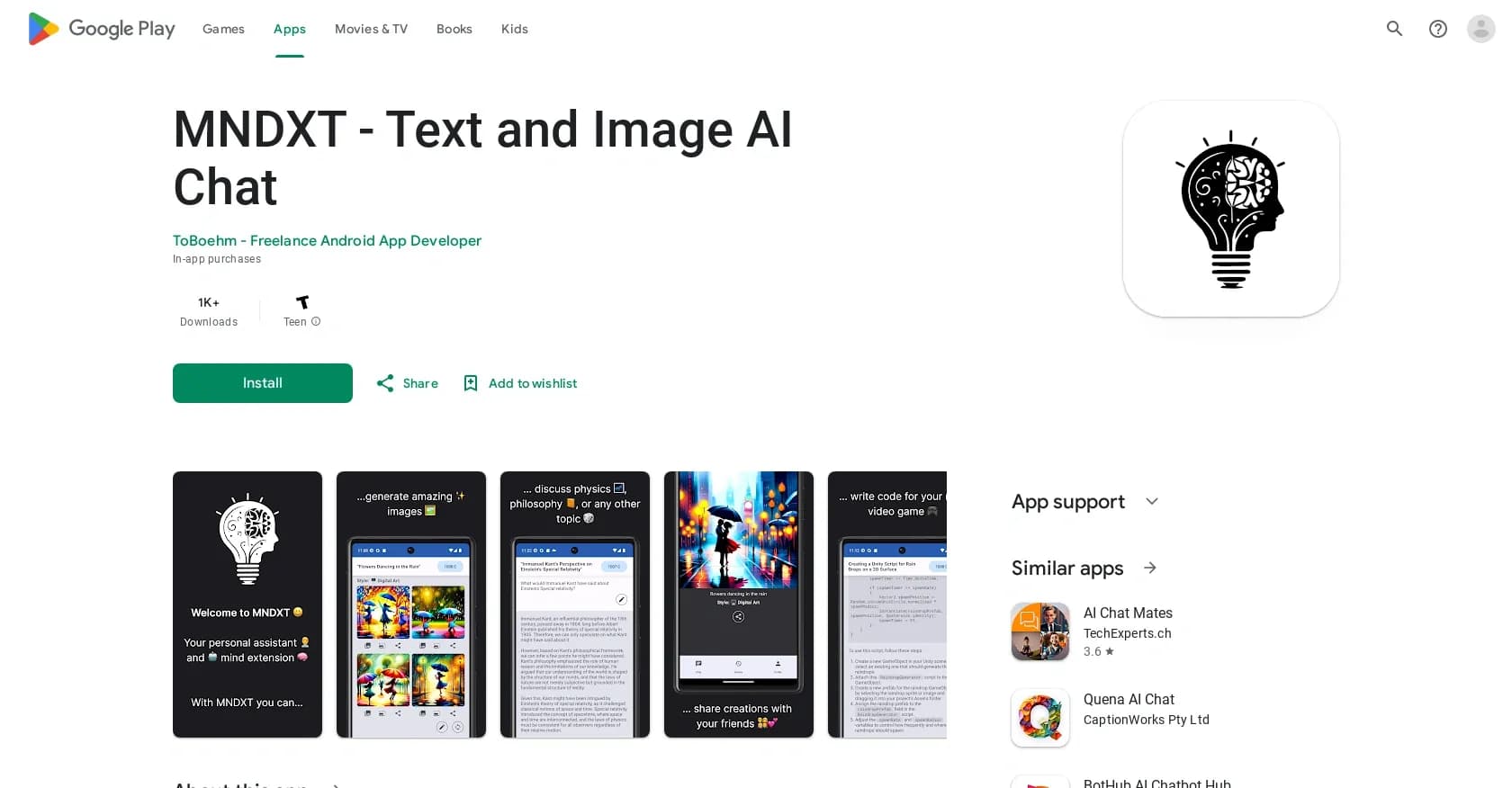 MNDXT homepage screenshot — Creative chat assistant generates content.