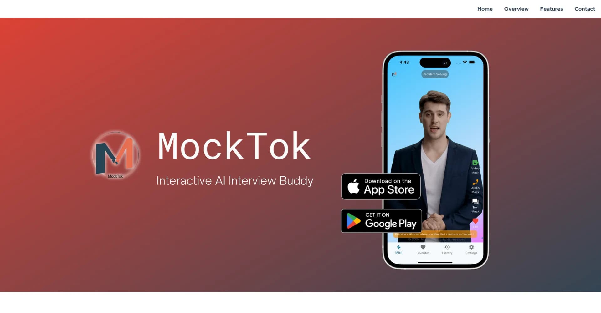 MockTok - AI Interviewer homepage screenshot — AI Interview Buddy: Grill, Perfect, Impress