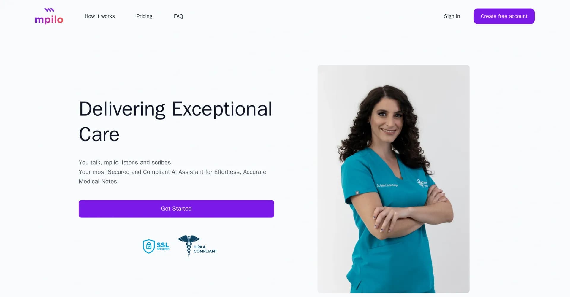 Mpilo homepage screenshot — Revolutionizing Patient Notes with AI for Healthcare Profess