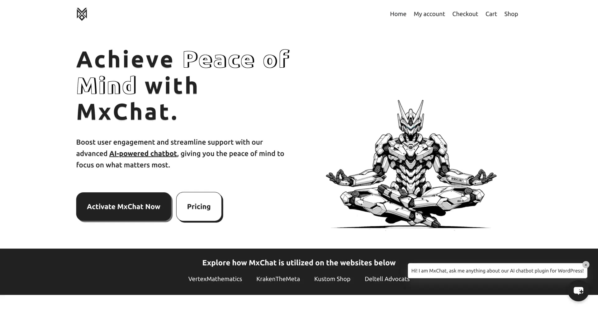MxChat homepage screenshot — Boost user engagement and streamline support with our advanc