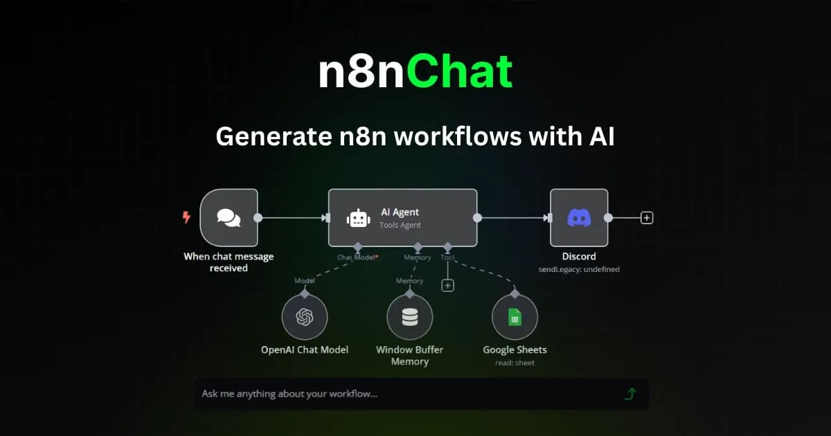 n8nChat homepage screenshot — AI-powered n8n workflow assistant