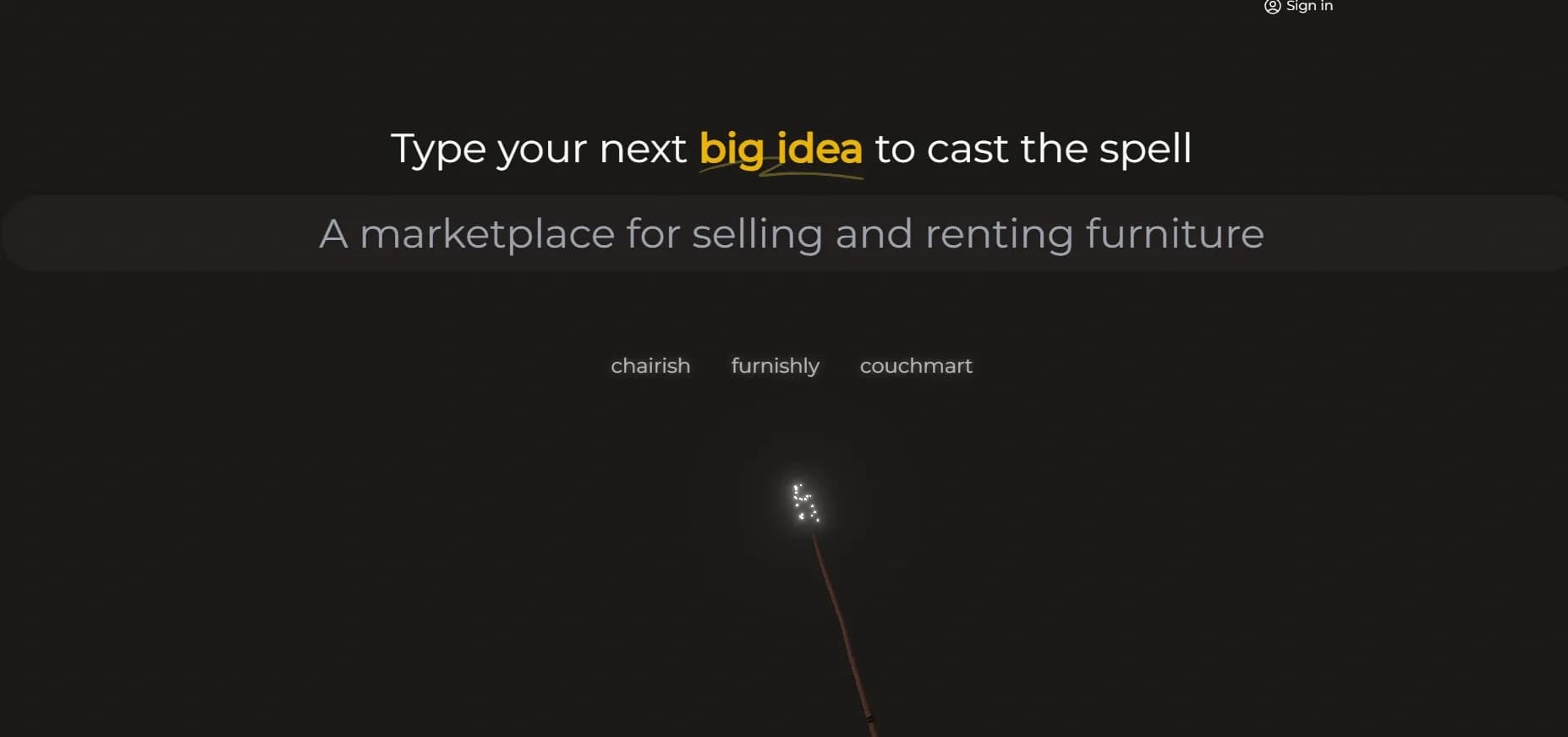 Namewizard homepage screenshot — AI-powered domain name generator for your next big idea.