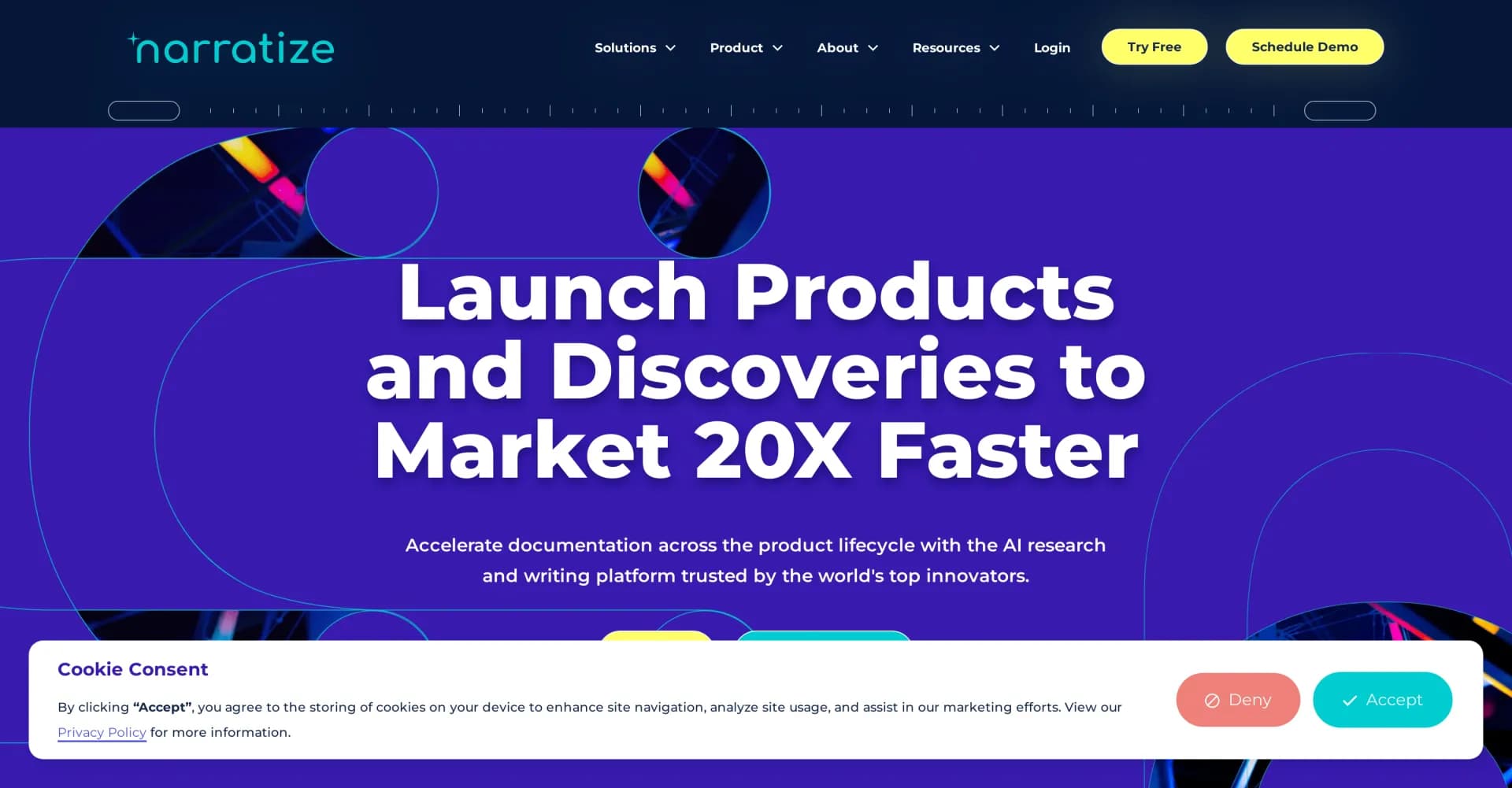 Narratize homepage screenshot — AI-powered storytelling for innovative enterprises