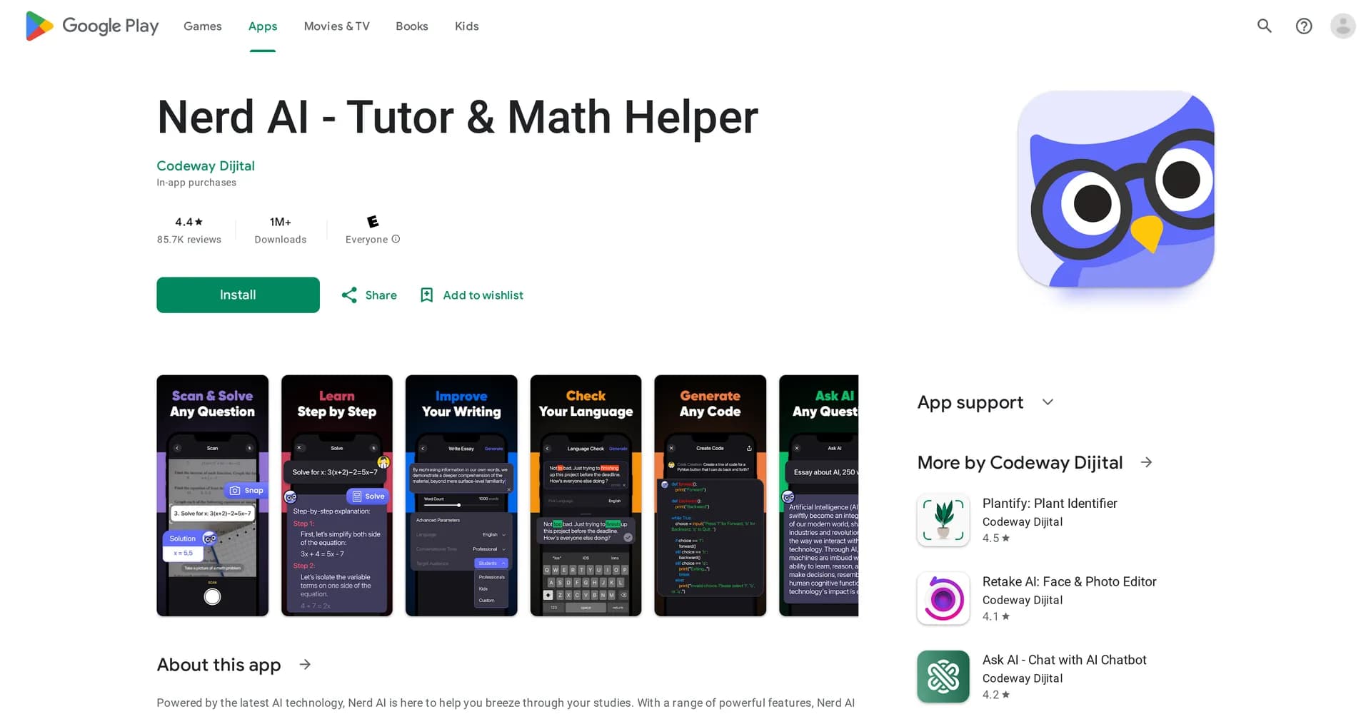 Nerd homepage screenshot — Meet your new favorite AI Tutor: Nerd AI!
