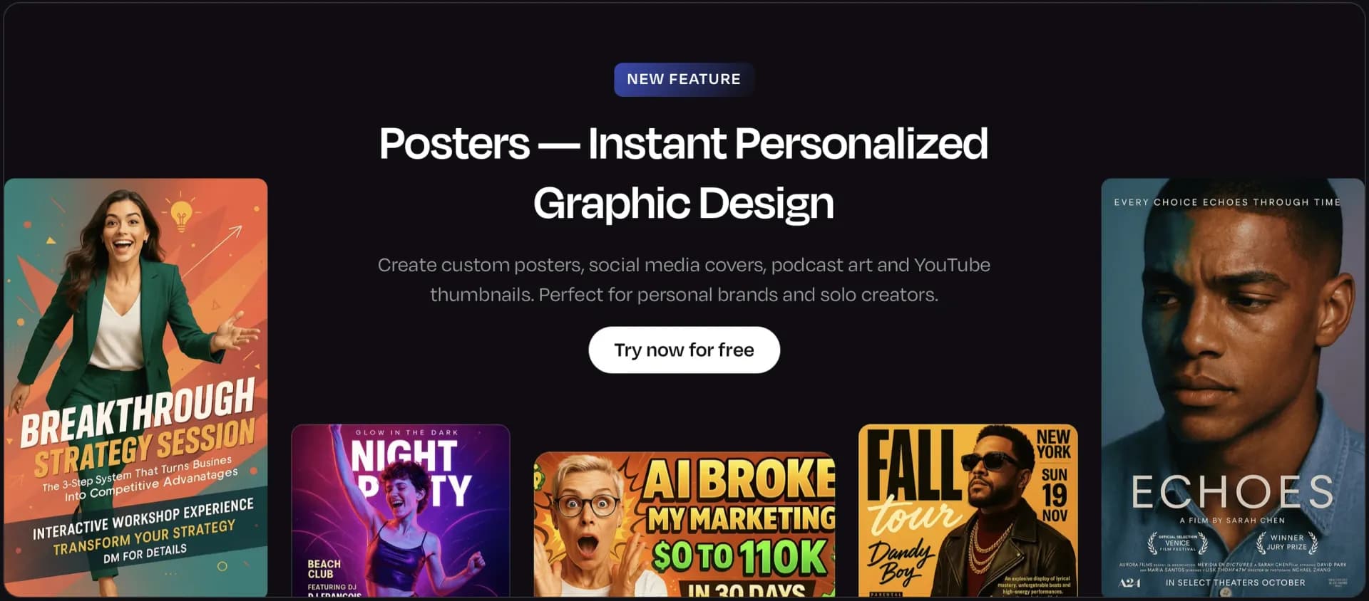 NewHero AI homepage screenshot — AI Photography and Thumbnail Generator for Personal Brand Bu