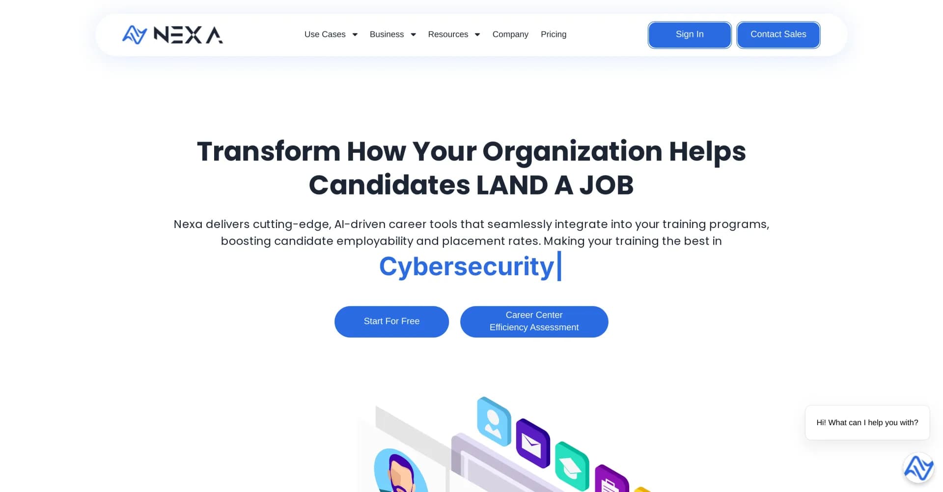 Nexa - Your AI Career Platform homepage screenshot — AI-powered career guidance at your fingertips