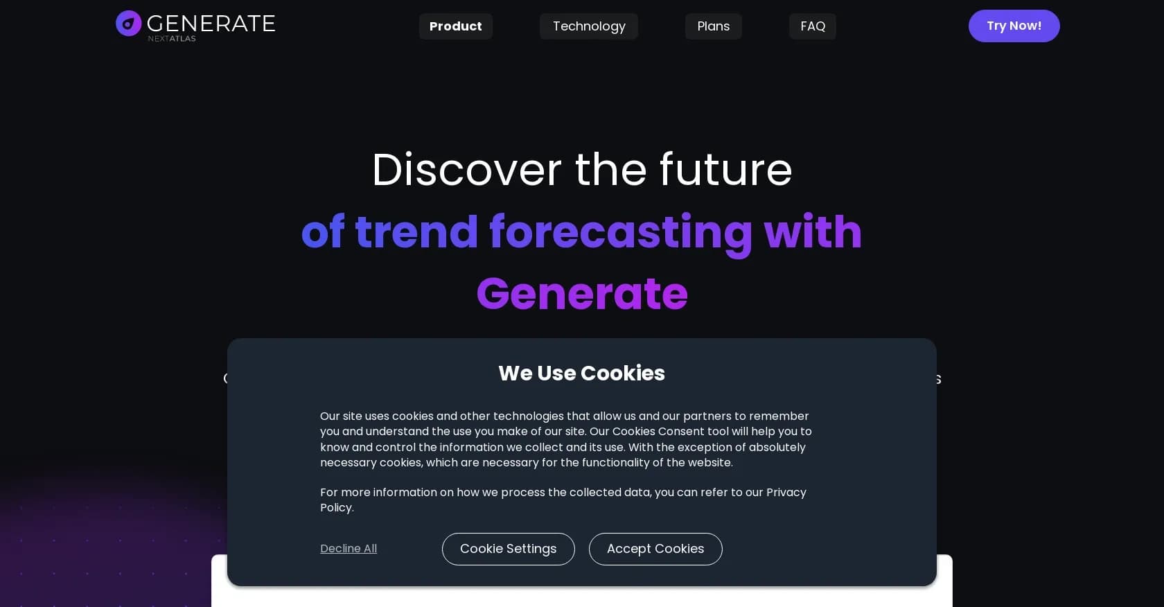 Nextatlas Generate homepage screenshot — Predict future trends with AI-powered forecasting.
