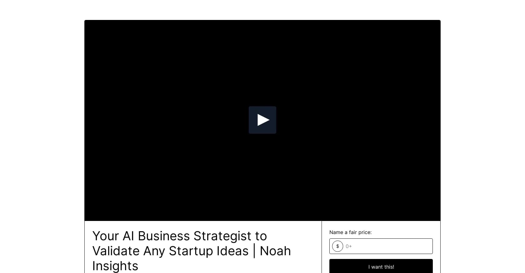 Noah Insights homepage screenshot — AI business strategist that validates startup ideas