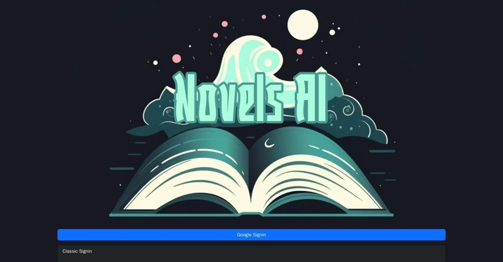 Novels AI homepage screenshot — Become the star of your own AI-powered audio adventure.