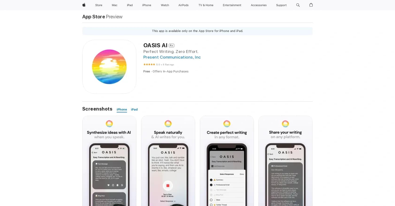 OASIS AI homepage screenshot — Analyzed and generated text and speech.