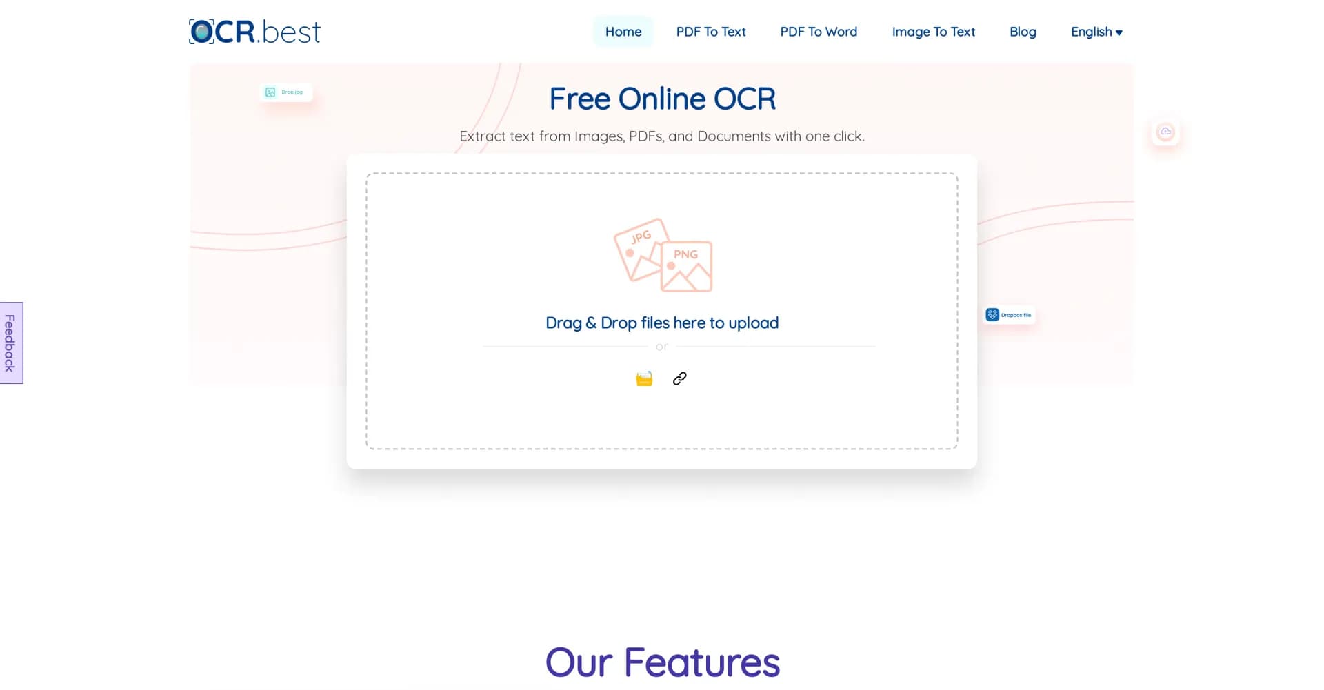 OCR Best homepage screenshot — Extract text from images and PDFs instantly.