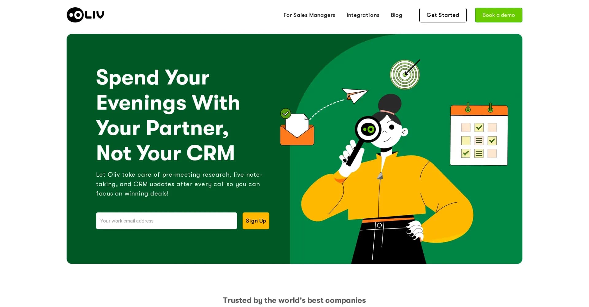 Oliv homepage screenshot — Elevate your sales team's performance with Oliv