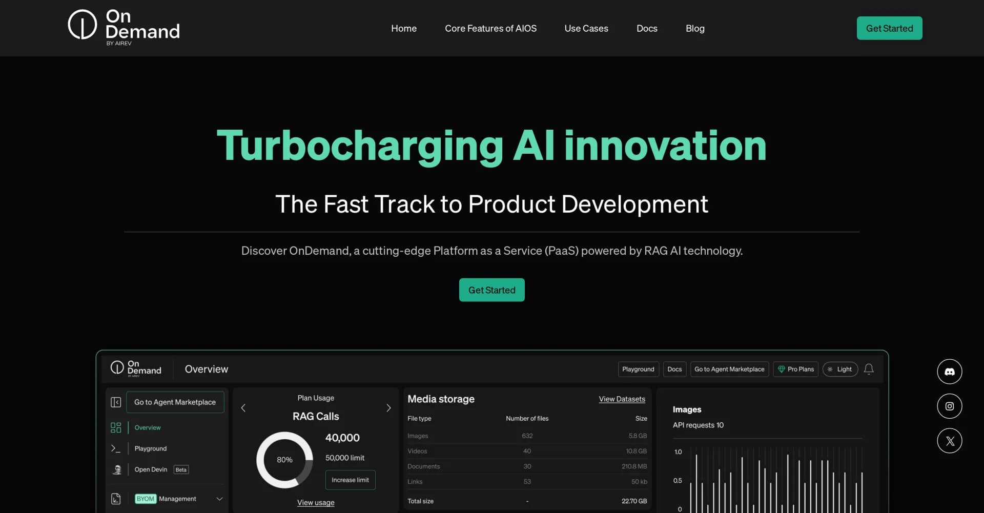 OnDemand homepage screenshot — AI-powered PaaS for seamless business integration