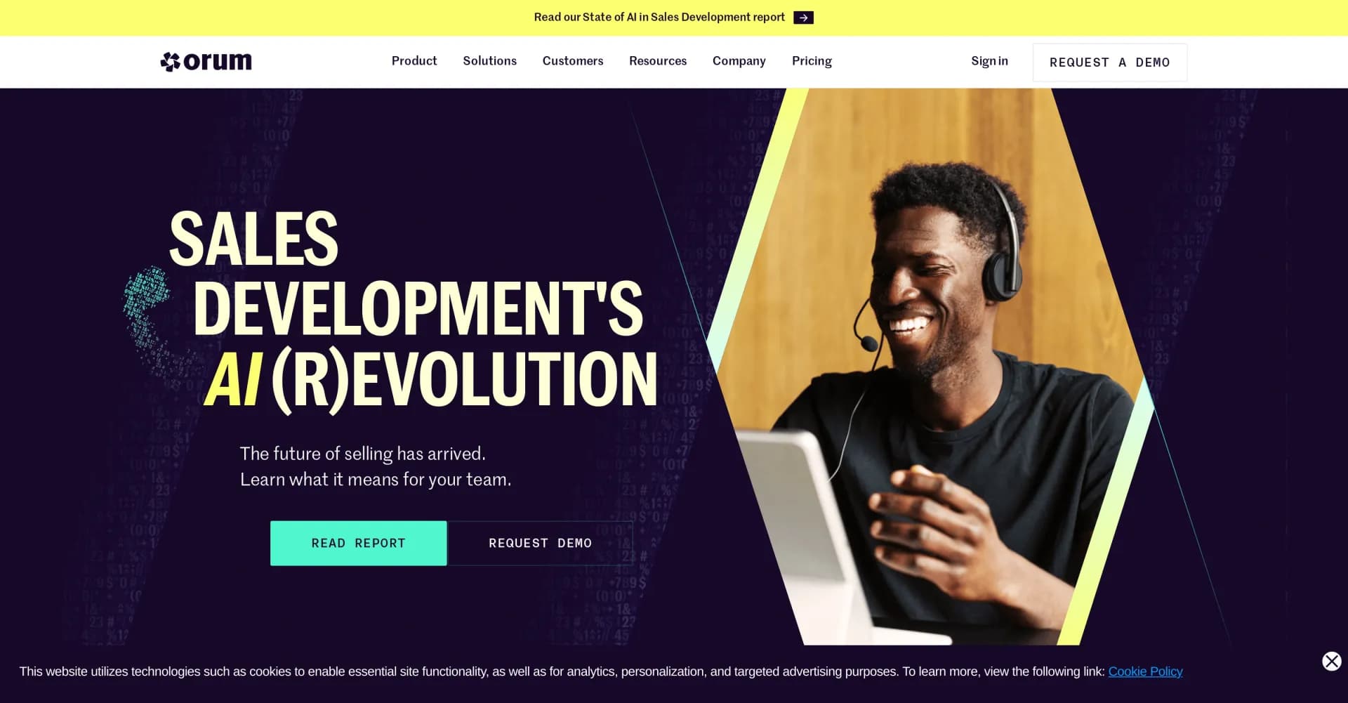 Orum homepage screenshot — Supercharge sales with AI-powered live conversations.