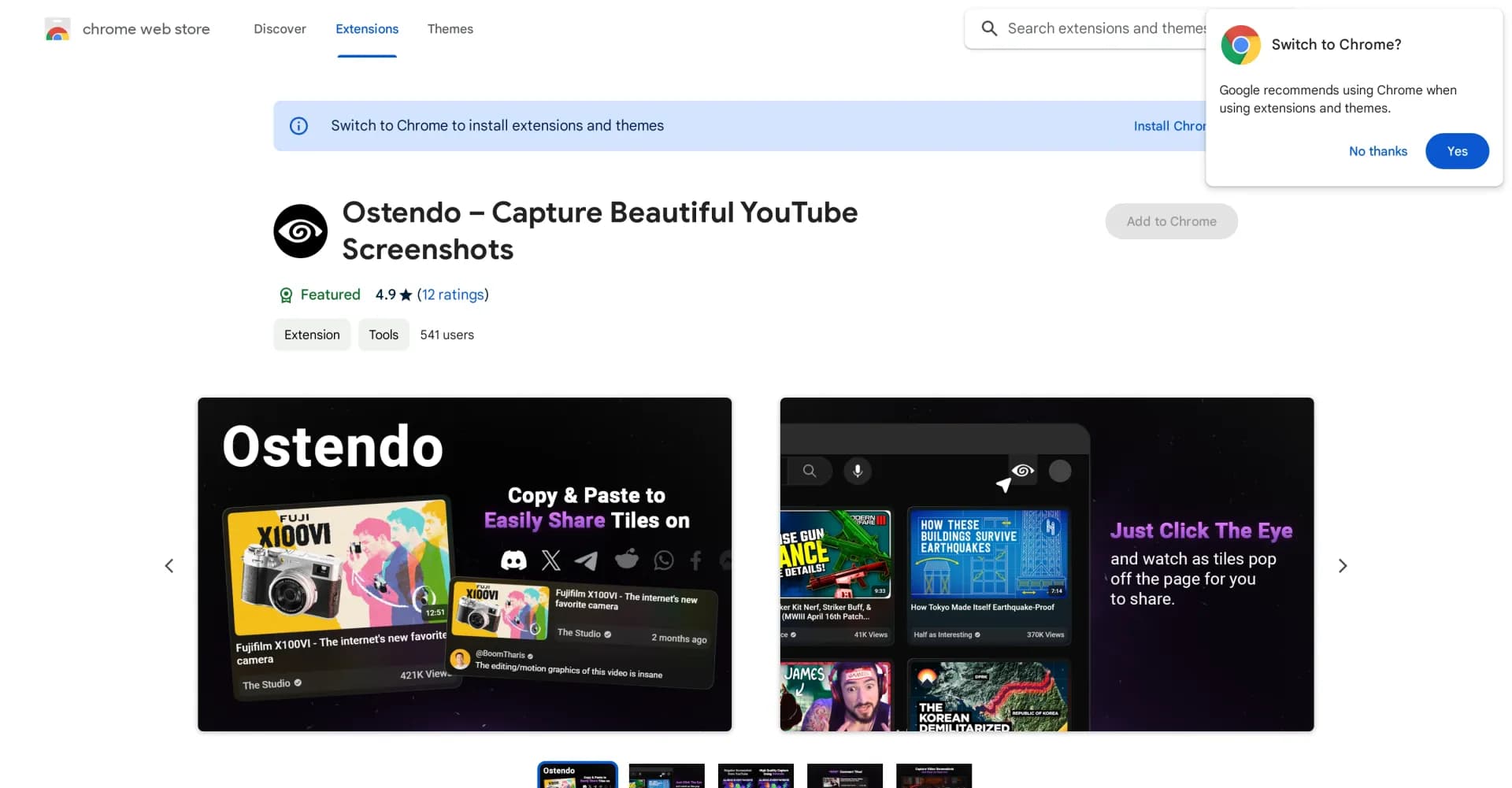 Ostendo Capture Beautiful YouTube Screenshots homepage screenshot — Capture & Share beautiful YouTube Thumbnails & Comments!