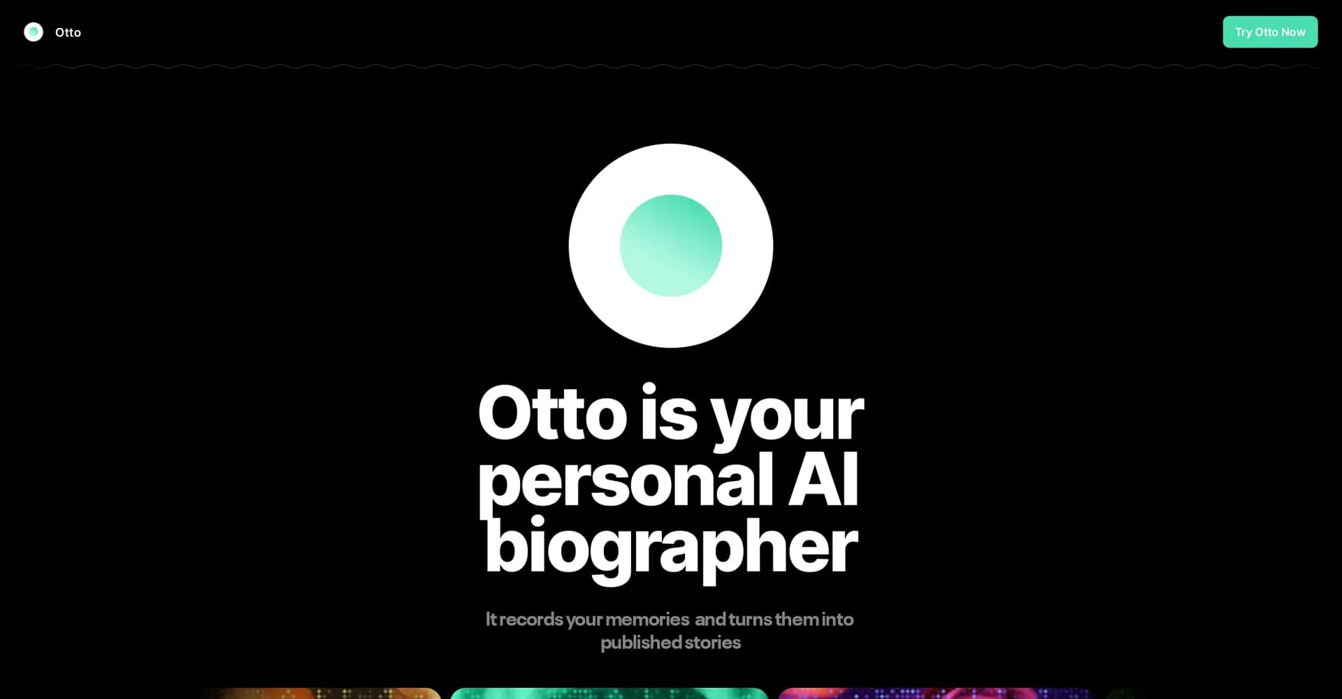 Otto - AI biographer homepage screenshot — AI biographer that turns your stories into published works