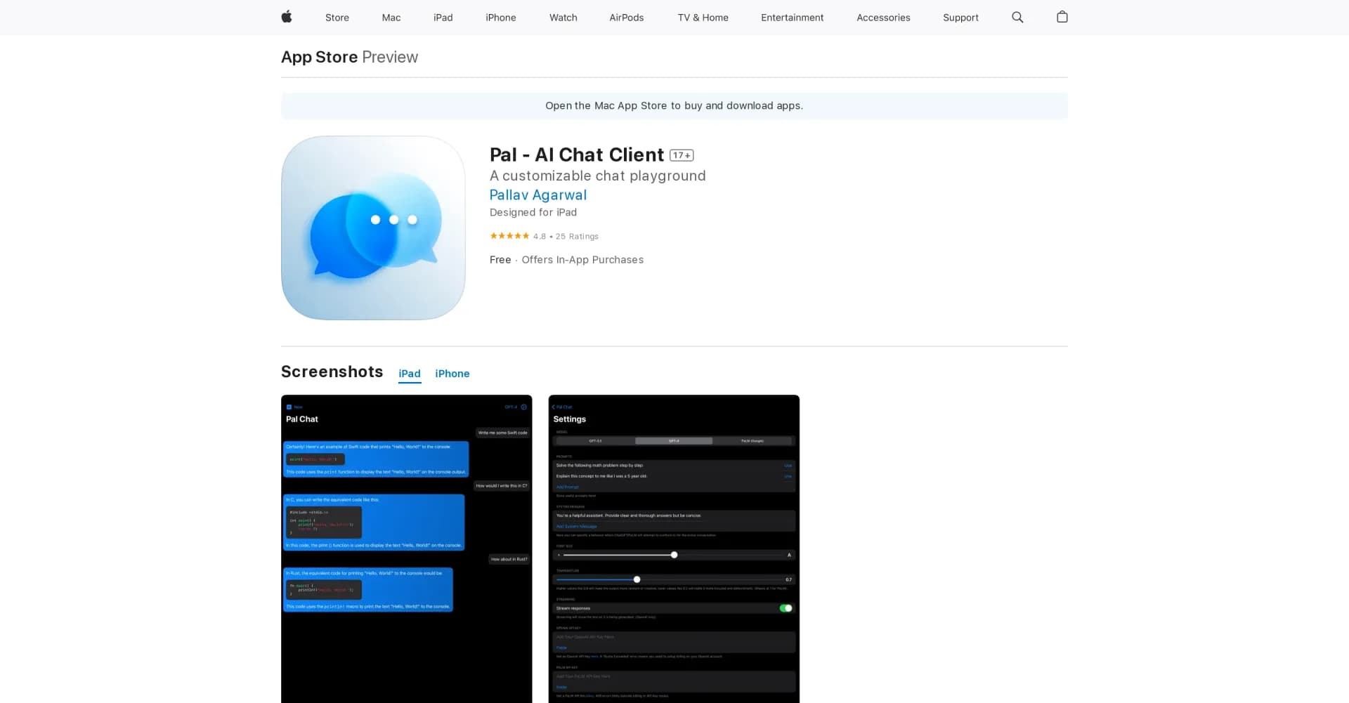 Pal - AI Chat Client homepage screenshot — Chat with ease using Pal - AI Client.