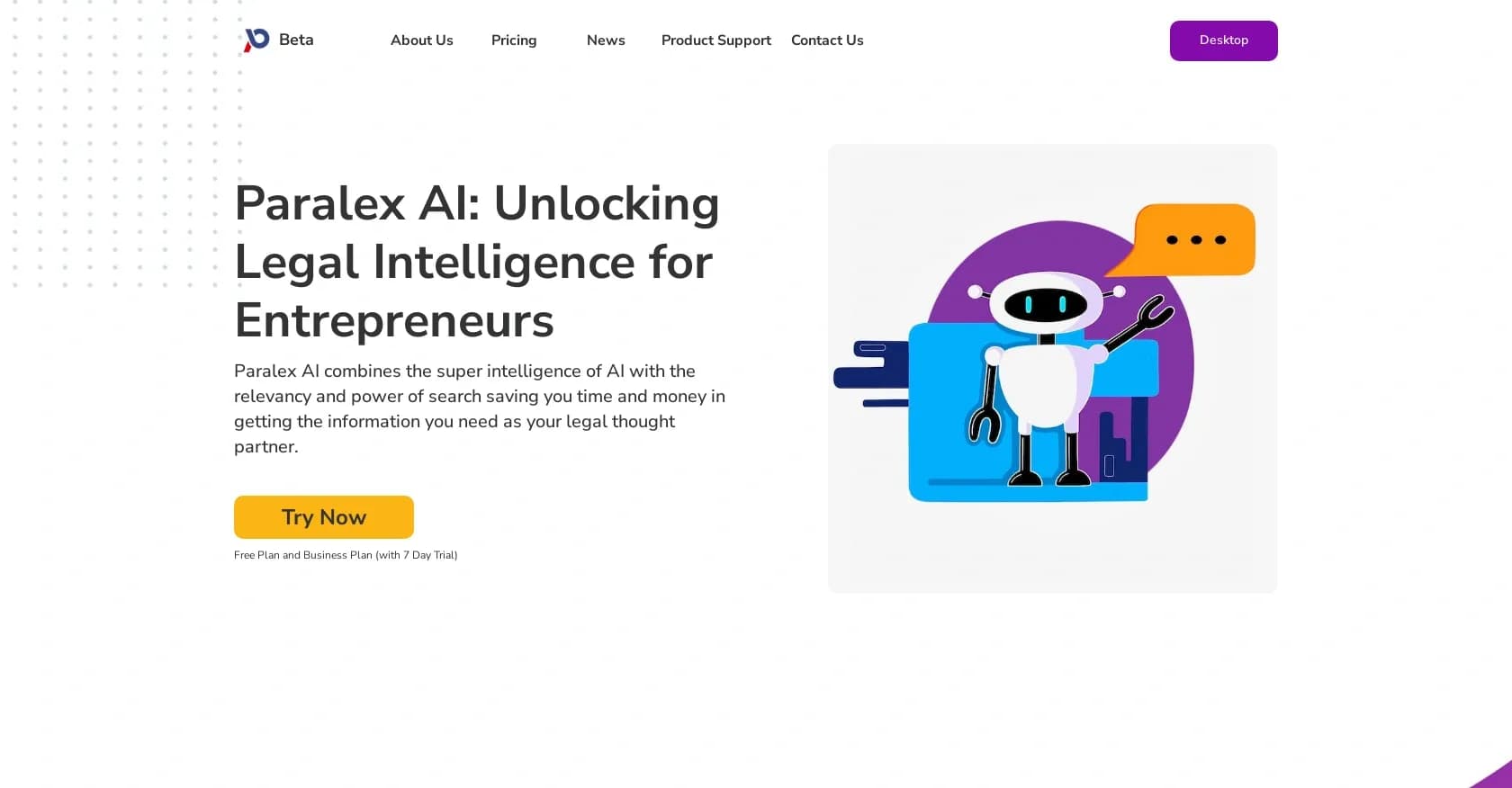 Paralex homepage screenshot — AI-powered legal assistant for entrepreneurs