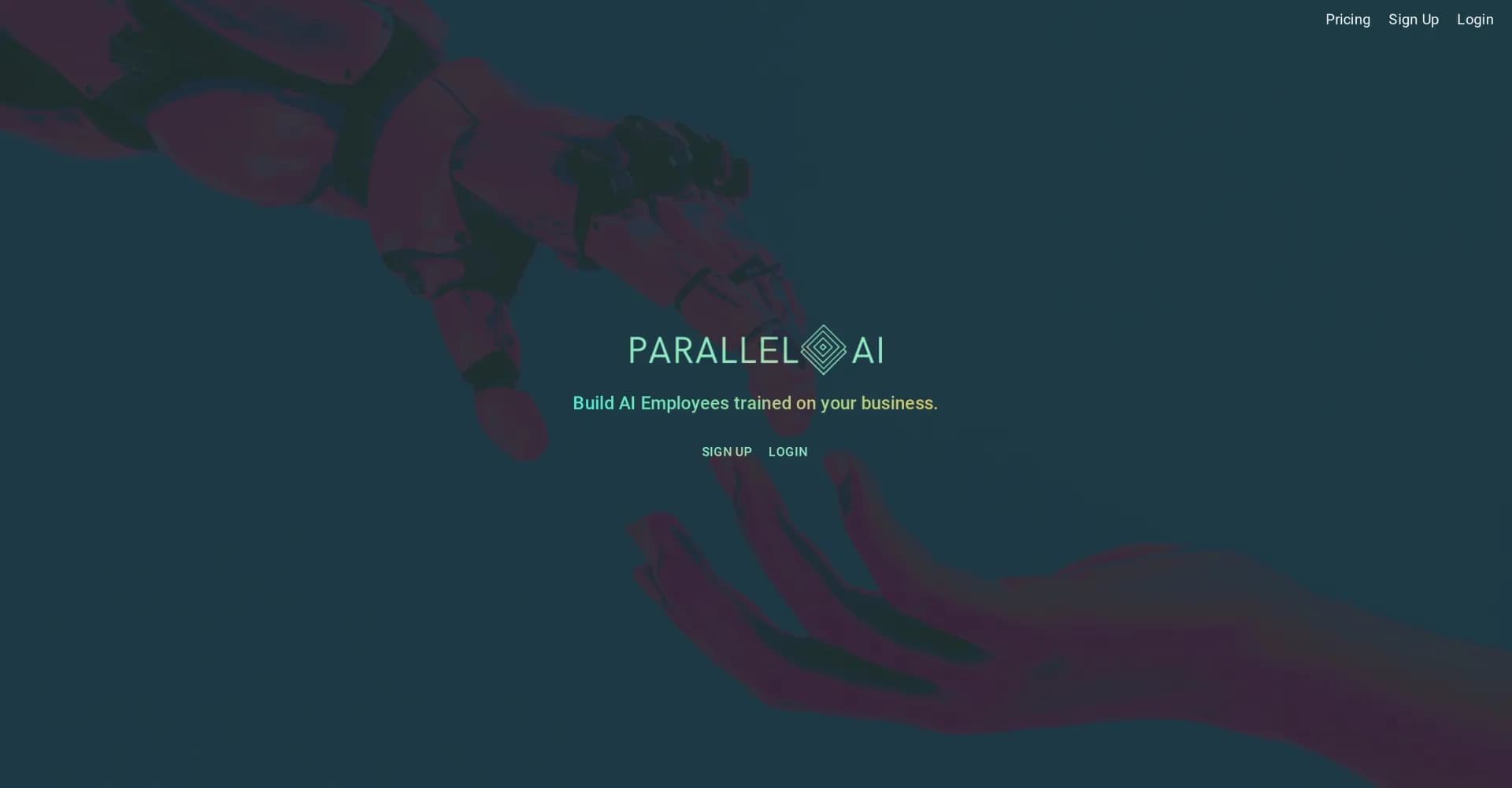 Parallel AI homepage screenshot — Build AI employees trained on your business.