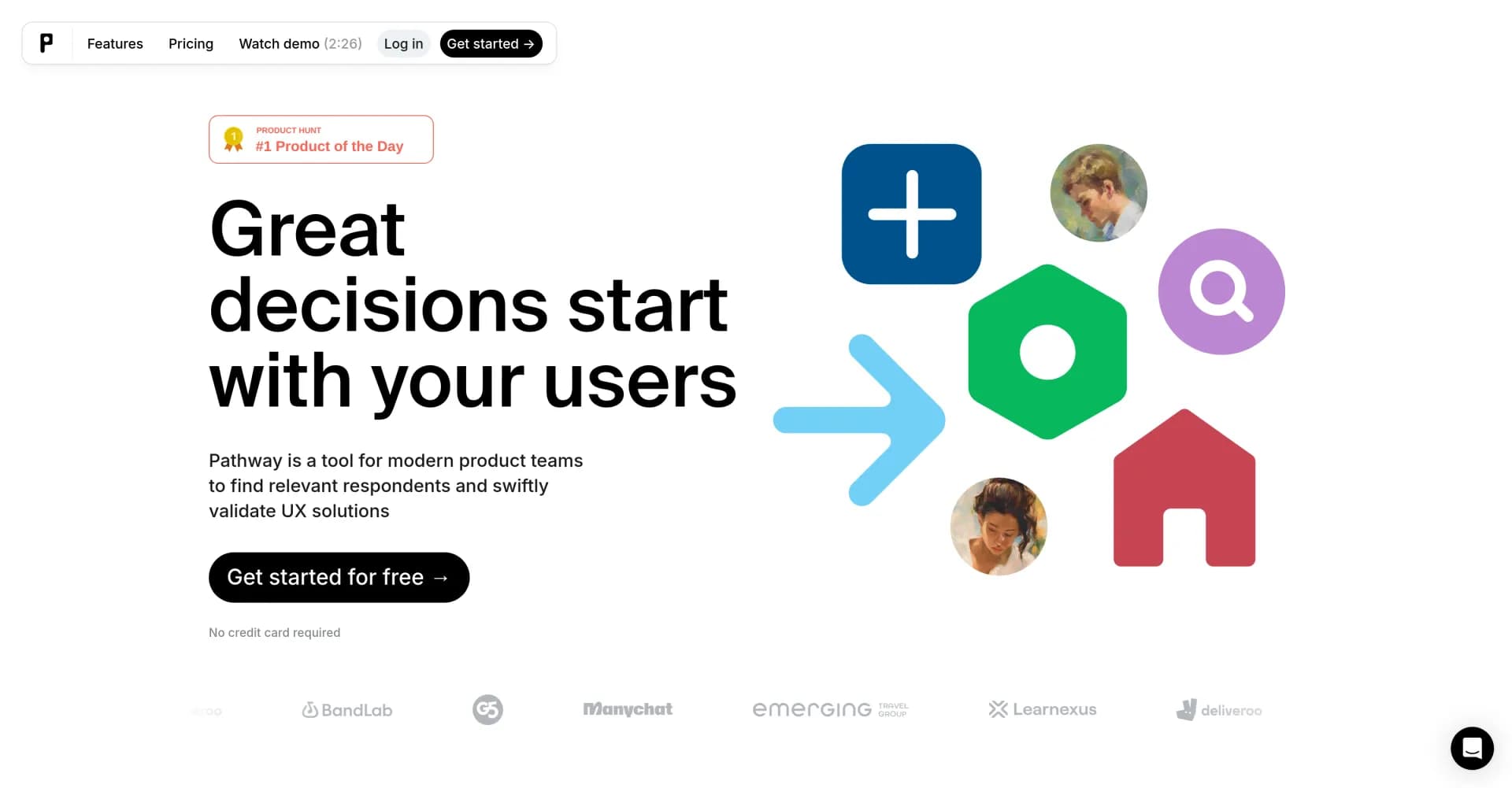 Pathway homepage screenshot — Swiftly validate UX solutions with relevant respondents.
