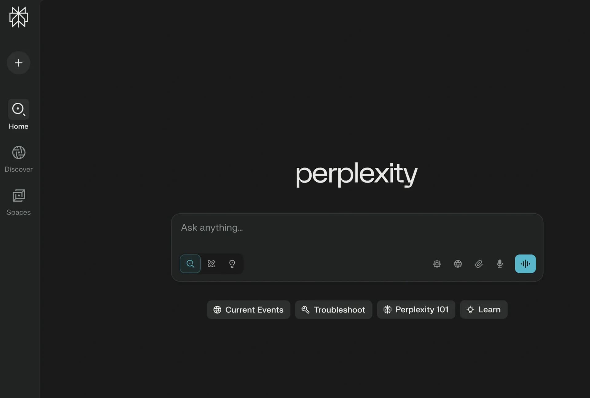 Perplexityv2.2 homepage screenshot — AI-powered answers to any question, instantly.