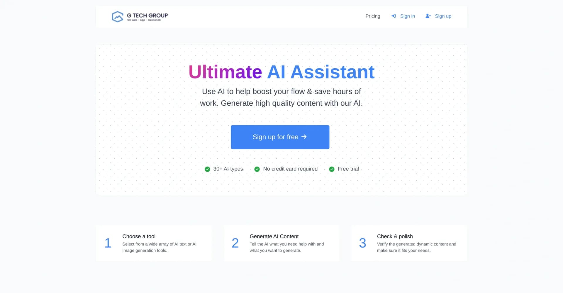 Peter AI homepage screenshot — Boost productivity with AI-powered content generation.