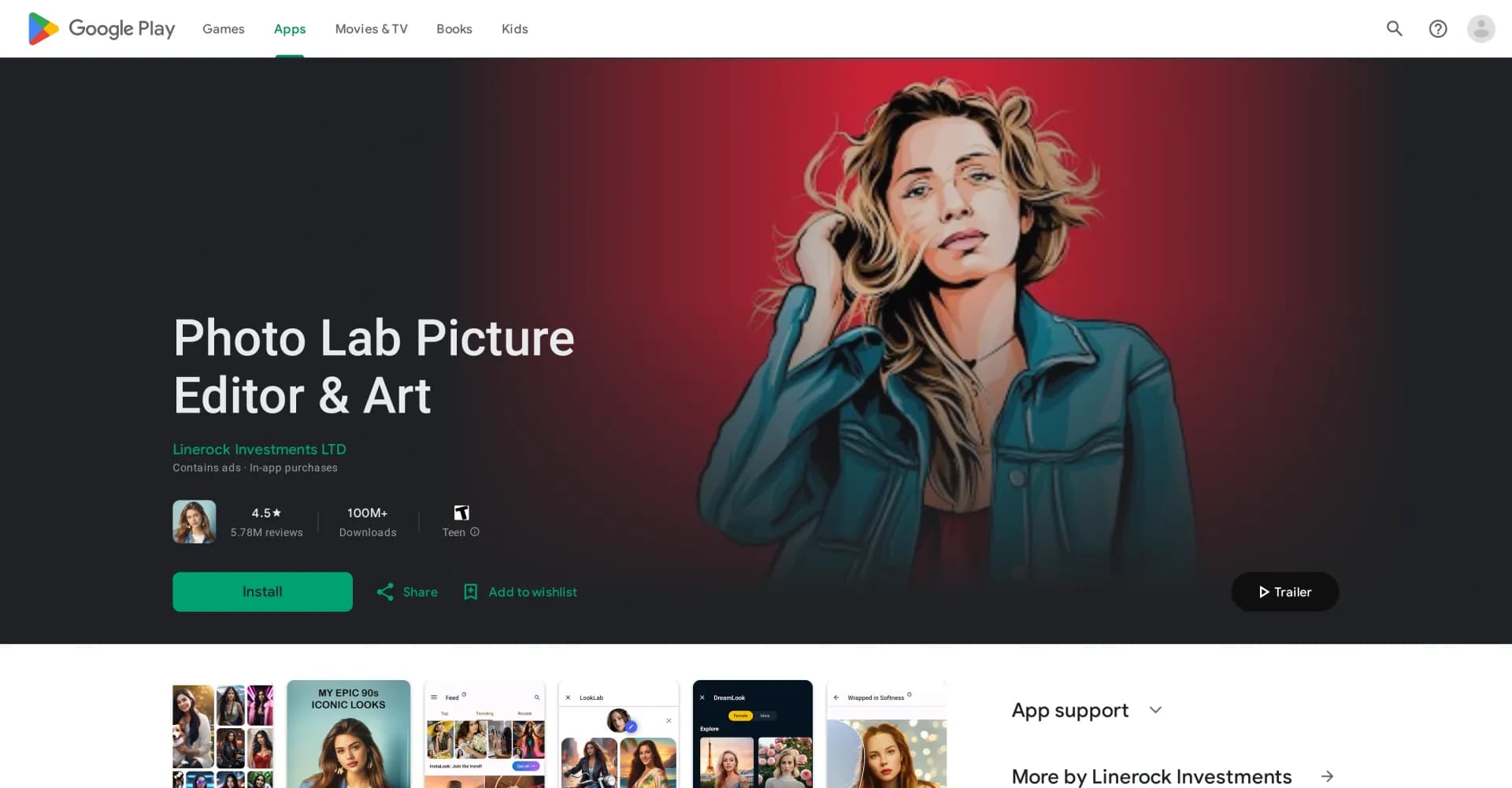 Photo Lab Picture Editor & Art homepage screenshot — Edit photos with AI-powered filters and effects