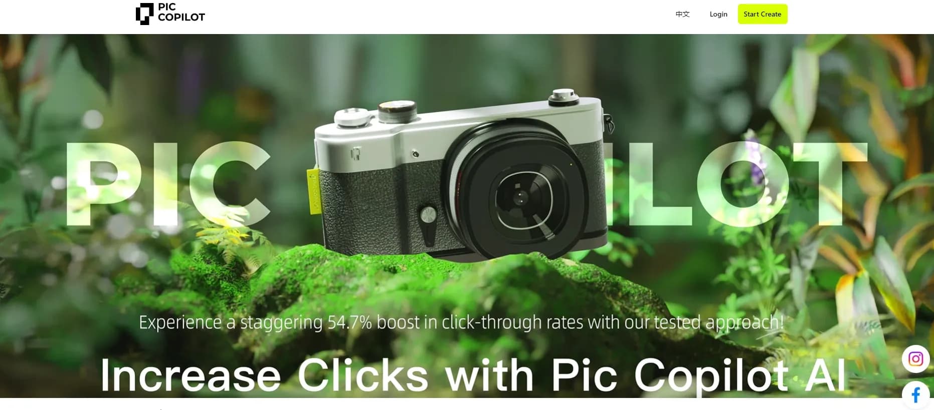 Pic Copilot homepage screenshot — Generate expert-designed ads with one click