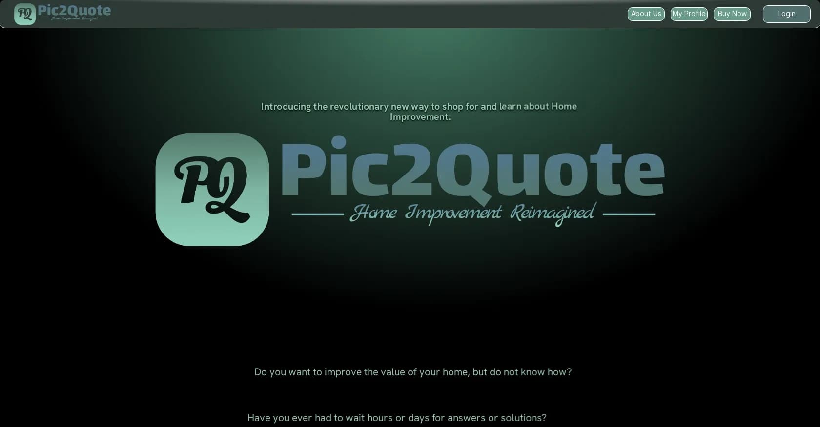 Pic2Quote homepage screenshot — Home improvement solutions at your fingertips