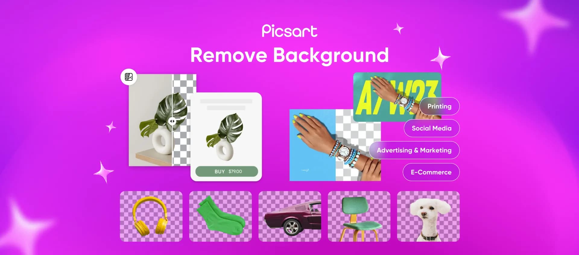 Remove Background by Picsart homepage screenshot — Instantly remove backgrounds for clean, transparent images—p