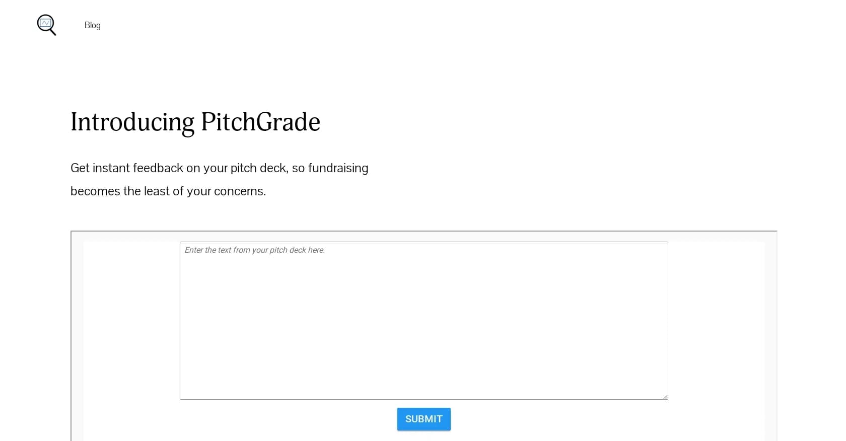 Pitchgrade homepage screenshot — Instant AI feedback on your pitch deck