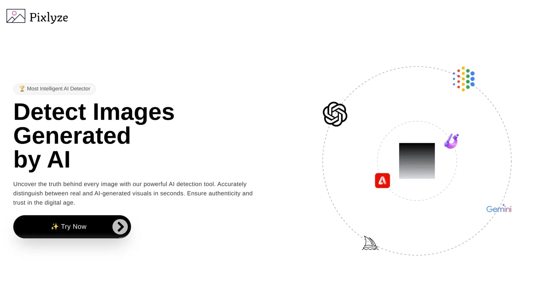Pixlyze homepage screenshot — Uncover truth: Detect AI-generated images instantly