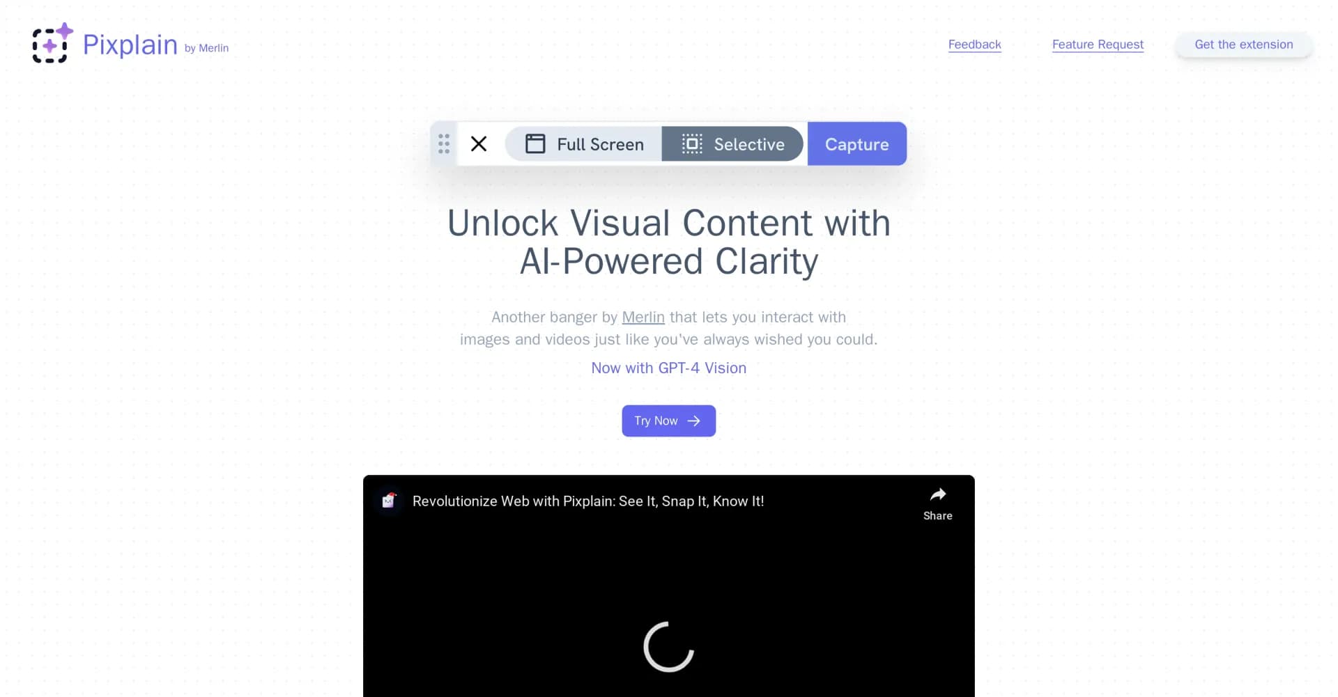 Pixplain homepage screenshot — AI-powered visual content analysis for web images and videos