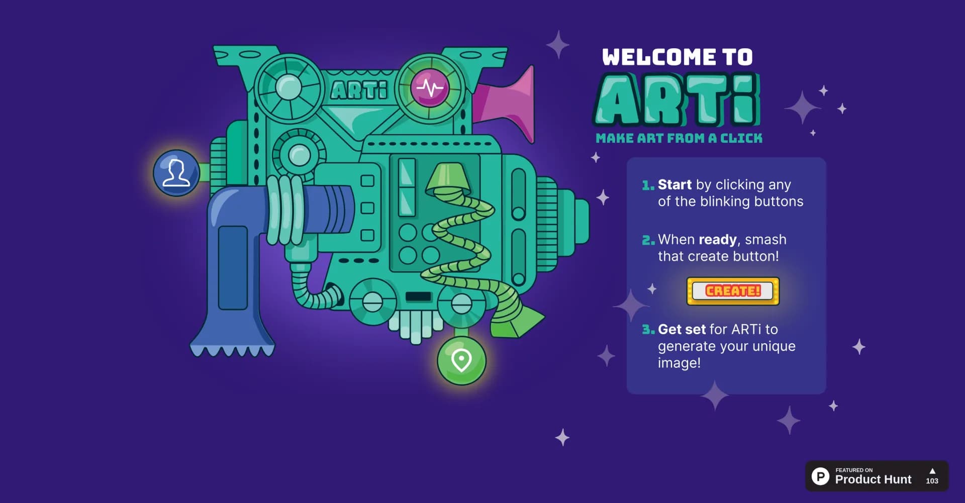 Playarti homepage screenshot — Generate digital art with AI-powered play