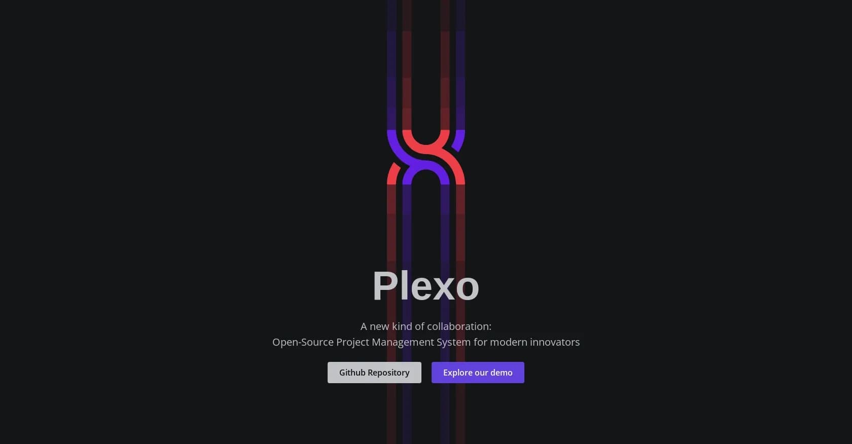 Plexo homepage screenshot — Open-source project management for modern innovators