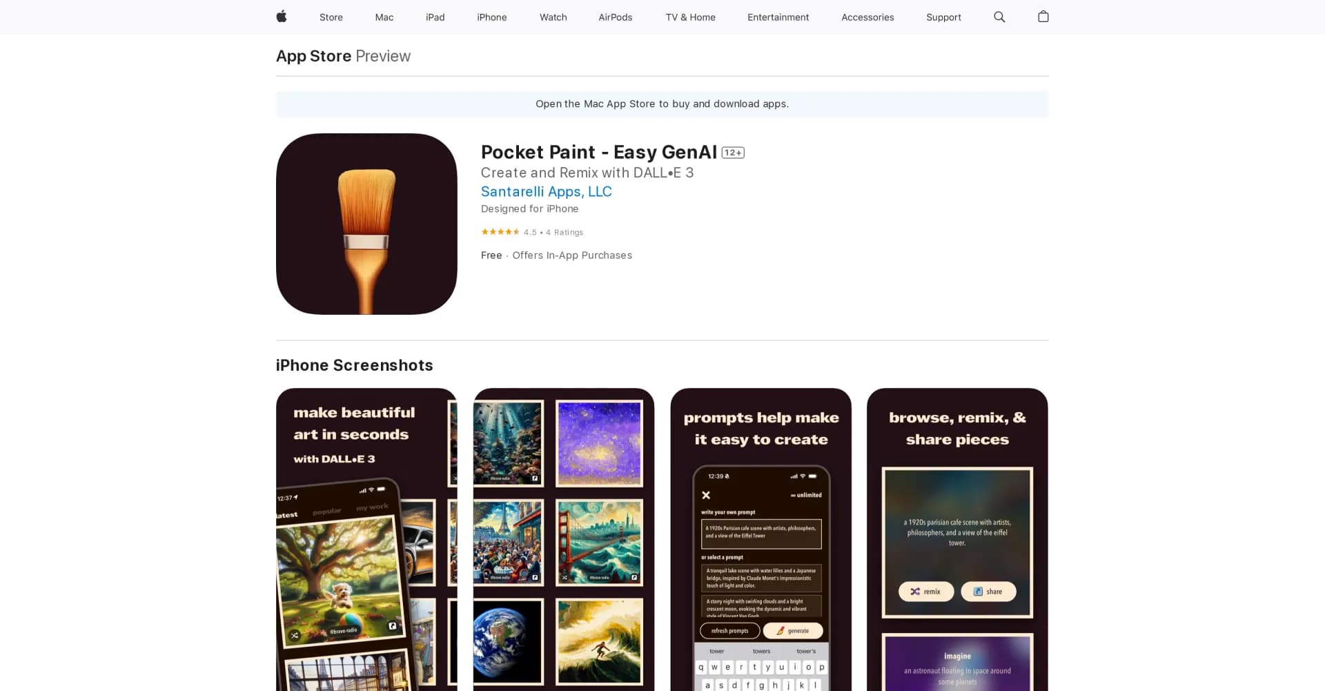 Pocket Paint homepage screenshot — Generate digital artwork on mobile devices.