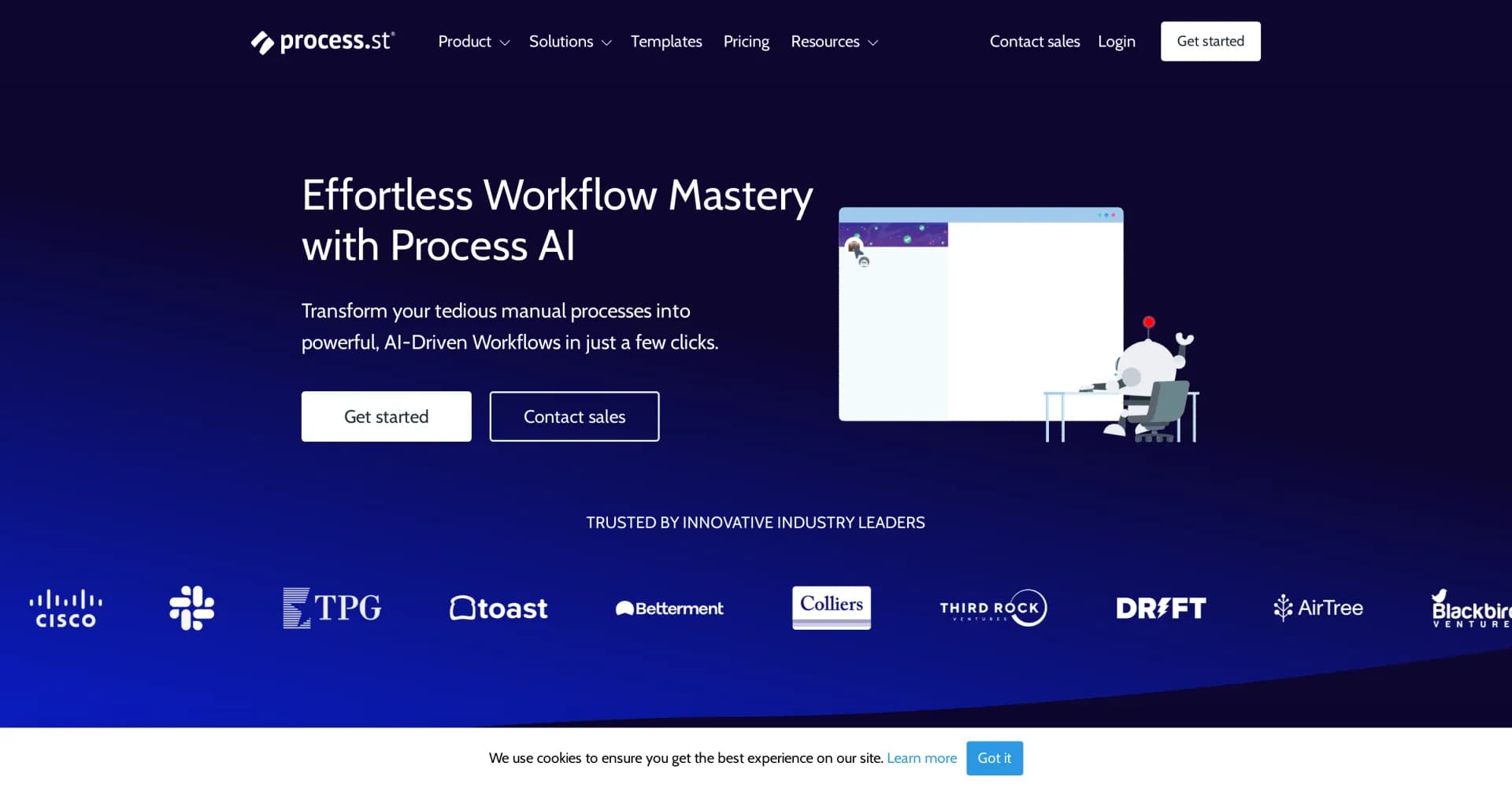 Process.st homepage screenshot — AI-powered process management and automation.