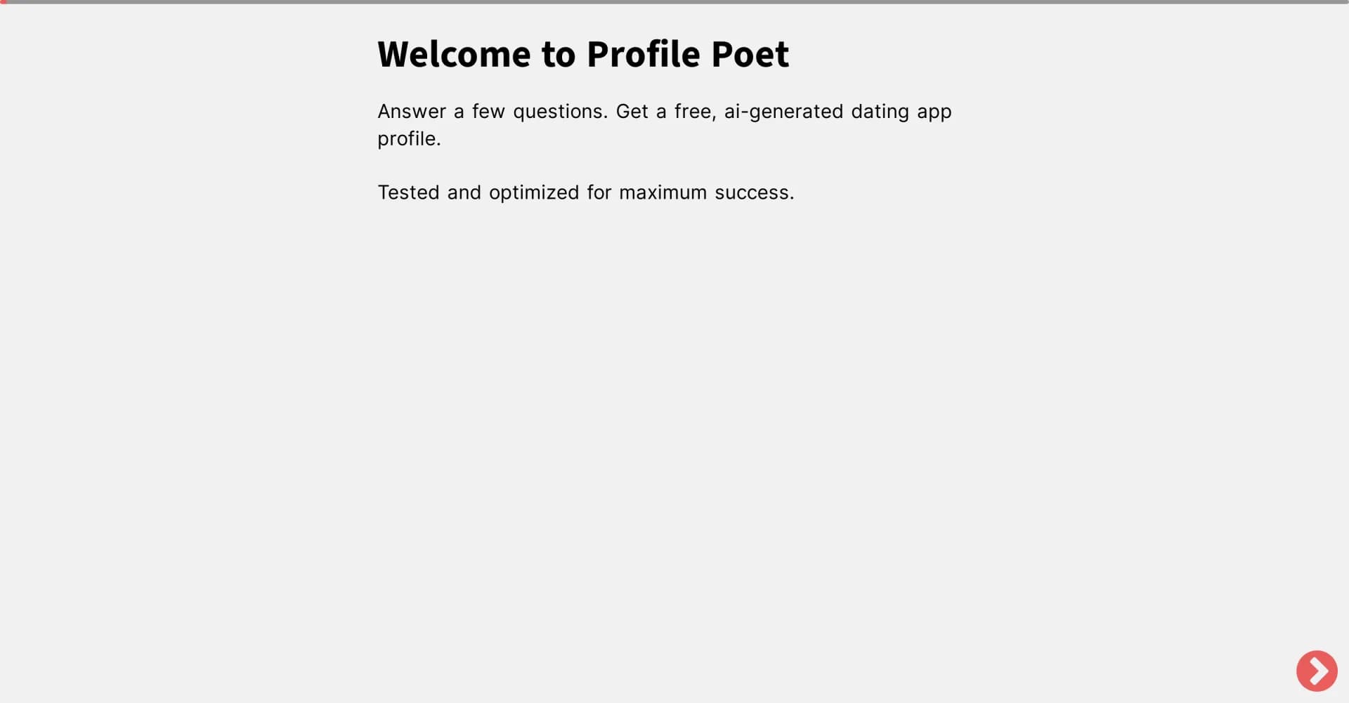 Profile Creator homepage screenshot — AI-powered dating profiles that triple your matches.