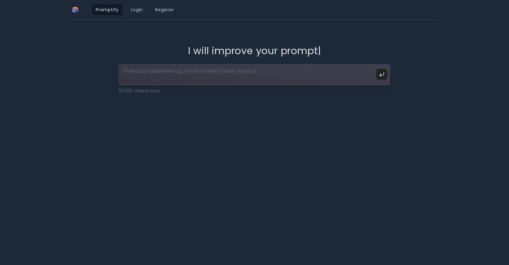 Promptify homepage screenshot — Craft beautiful prompts effortlessly