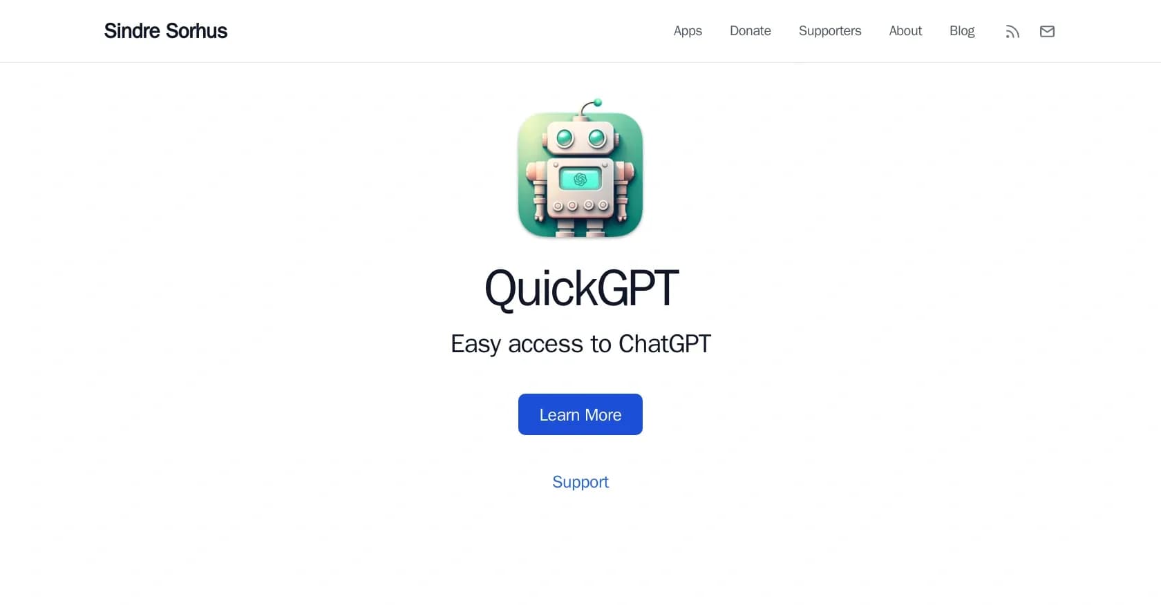 QuickGPT homepage screenshot — ChatGPT at your fingertips.