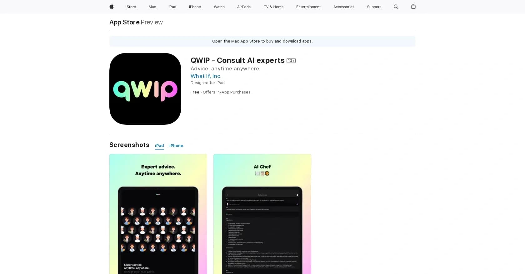 QWIP - Consult AI experts homepage screenshot — Consulted with experts for biz, development & education.