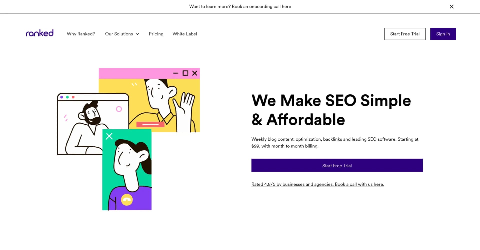 Ranked homepage screenshot — AI-powered SEO with measurable results