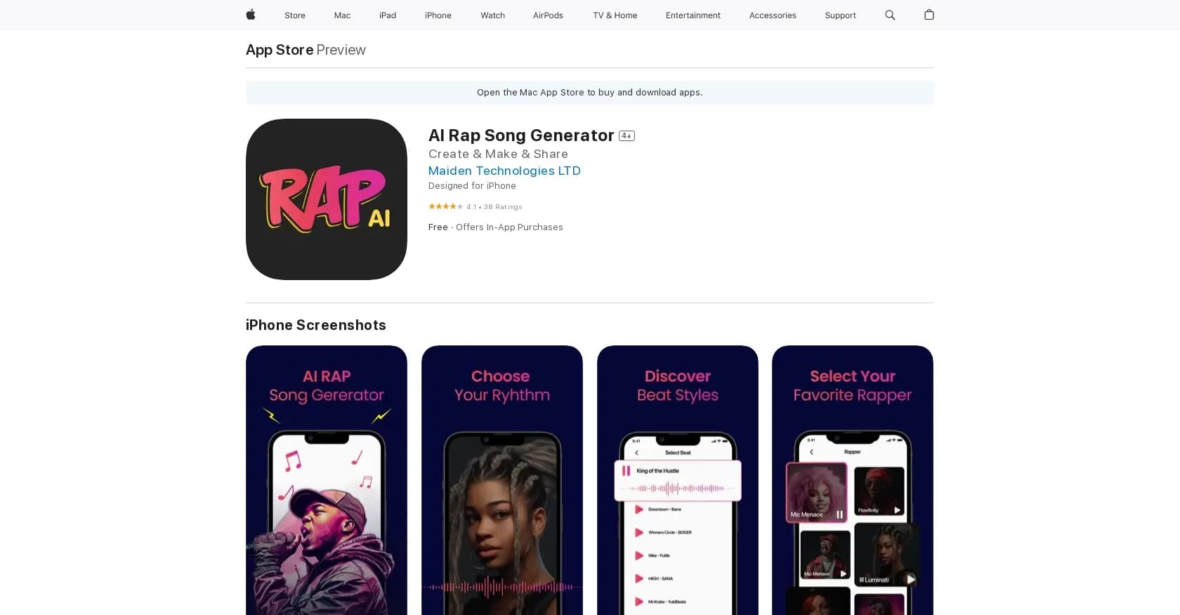 Rap Song Generator homepage screenshot — Unique rap songs created