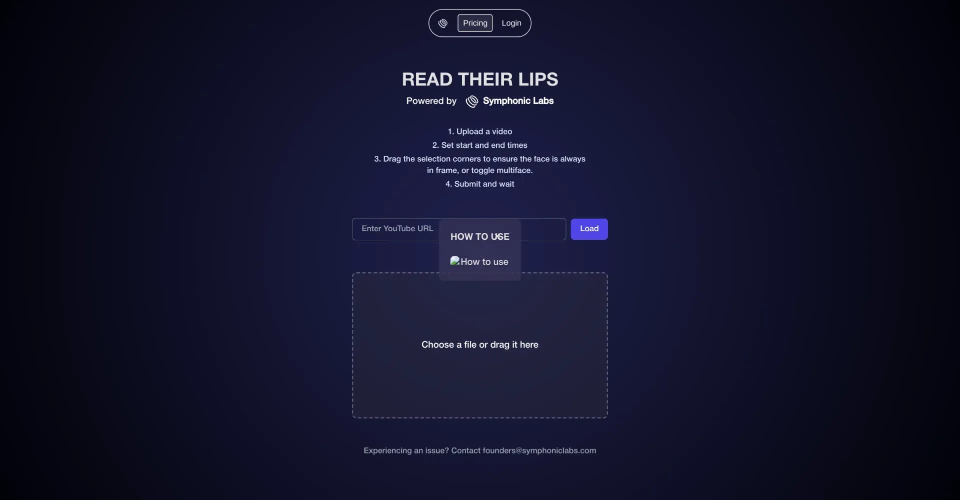 Read Their Lips homepage screenshot — Decipher speech from silent videos.