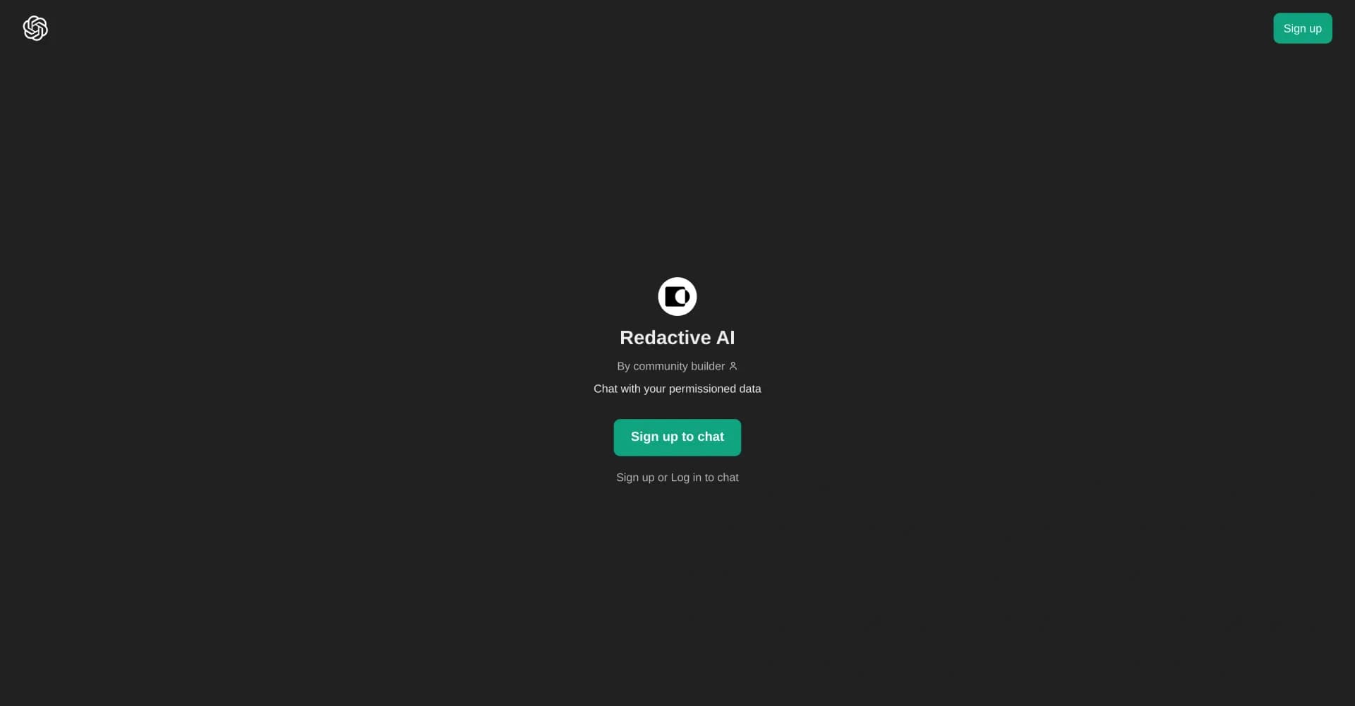 Redactive AI homepage screenshot — Chat securely with your private data.