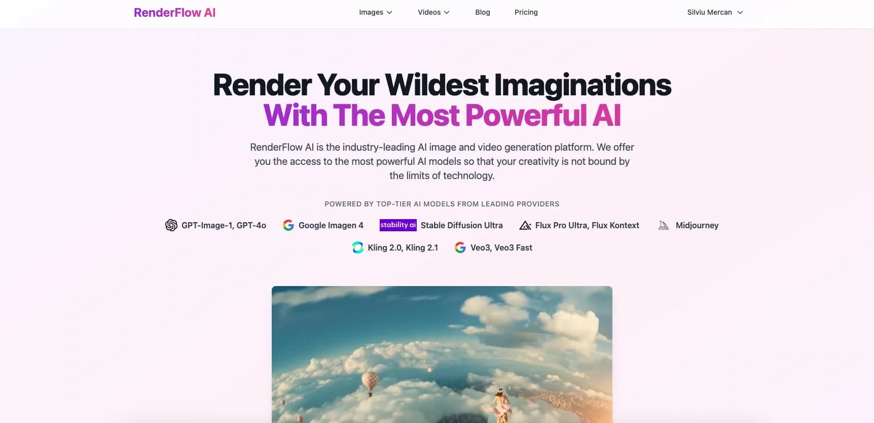 AI Video Generator by RenderFlow AI homepage screenshot — AI Video Generator by RenderFlow AI - Veo3, Kling2.1, Hailuo