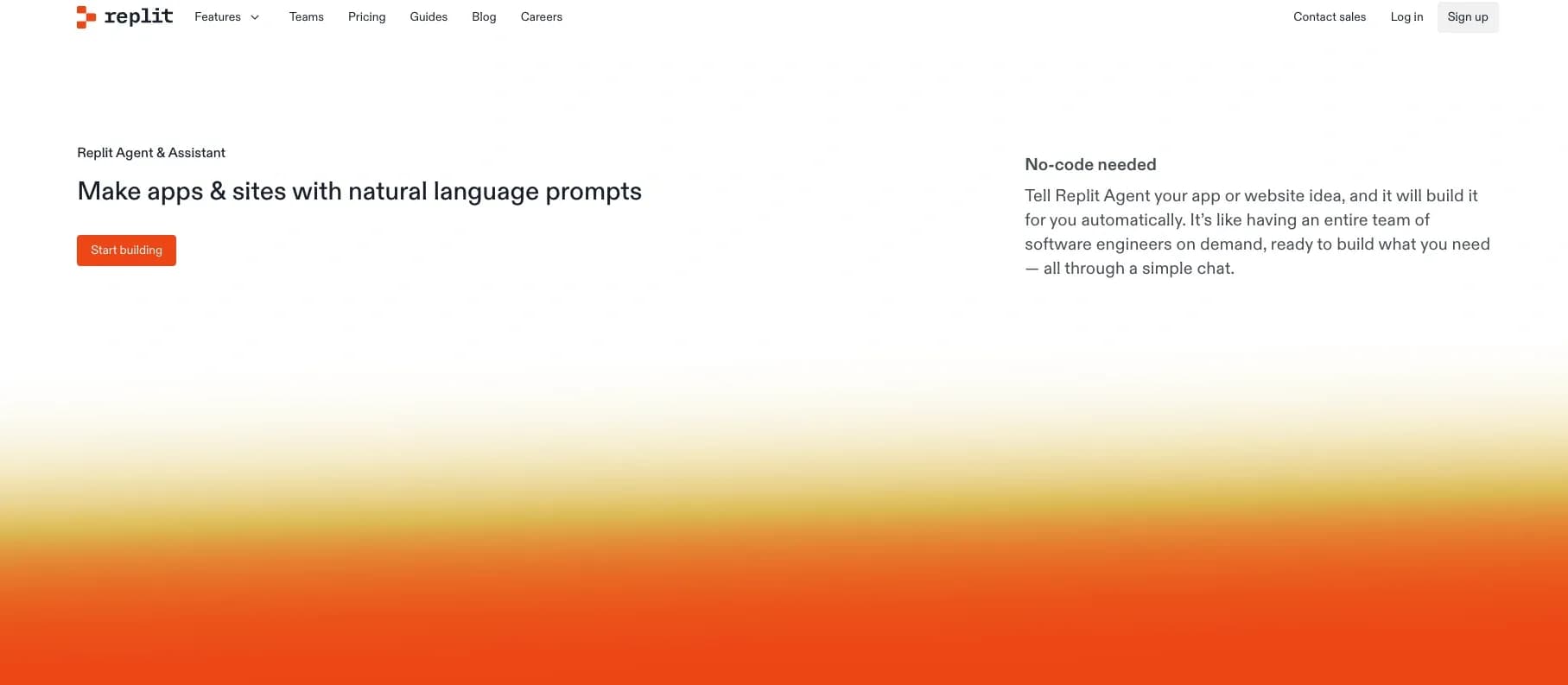Replitv2.1 homepage screenshot — AI redefines the software development lifecycle.