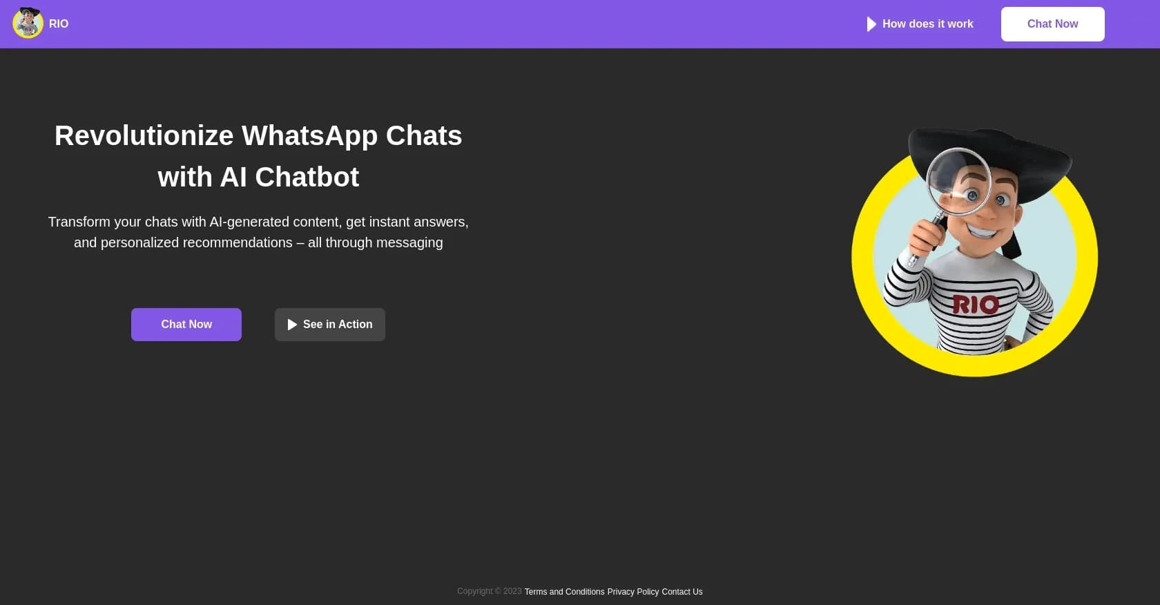 RioGPT homepage screenshot — Your AI-powered chatbot companion